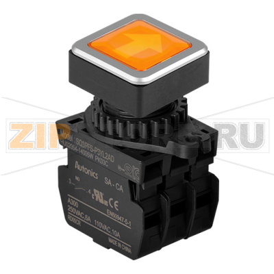 Выключатель кнопочный, головка: квадратная, Ø отверстия: 30 мм Autonics SQ3PFS-P3YL2ALM 