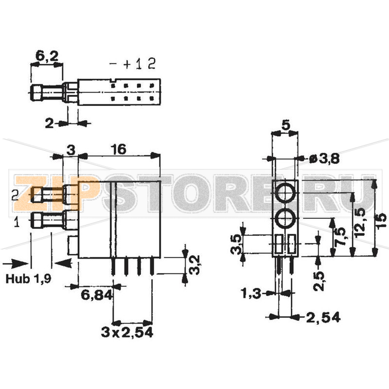 Кнопка 0.5 А, 60 В DC/AC, 2 x выкл/вкл, без фиксации, 1 шт Mentor 1871.2231 