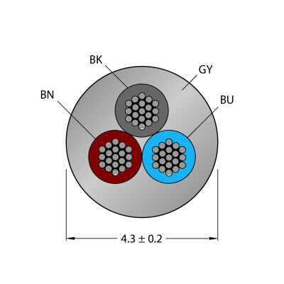 Кабель в катушке Turck CABLE3X0.34-XX-PVC-GY-500M/TEG 