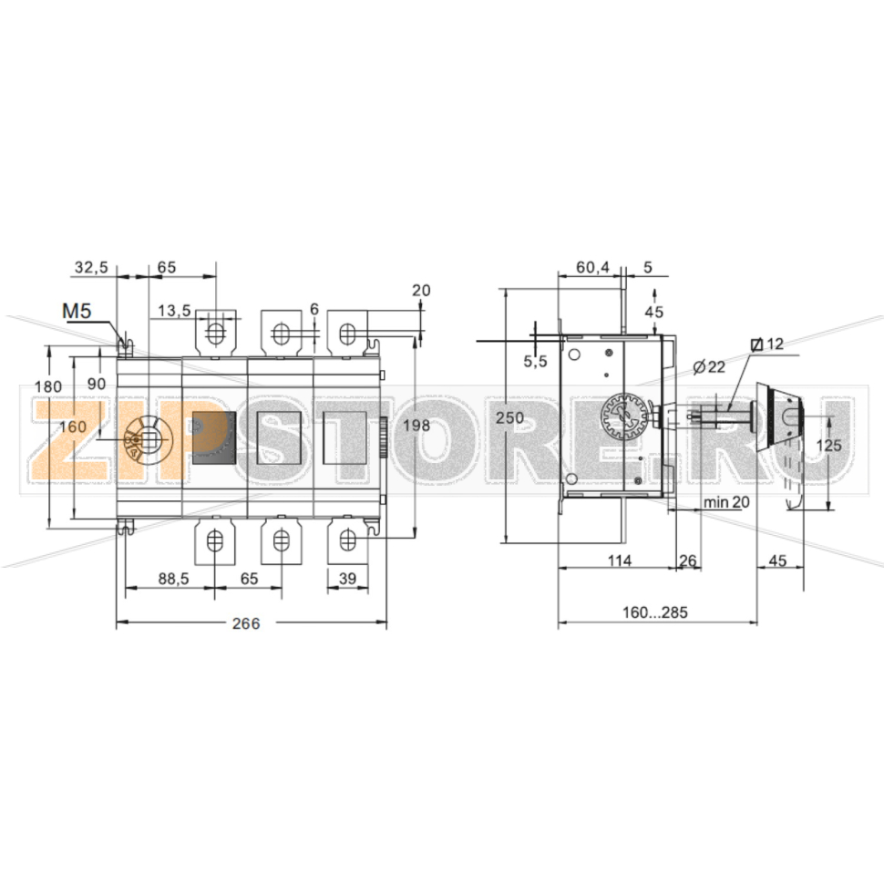 Выключатель-разъединитель 630 А, 3Р, без ручки Sinvel SDV630-3 