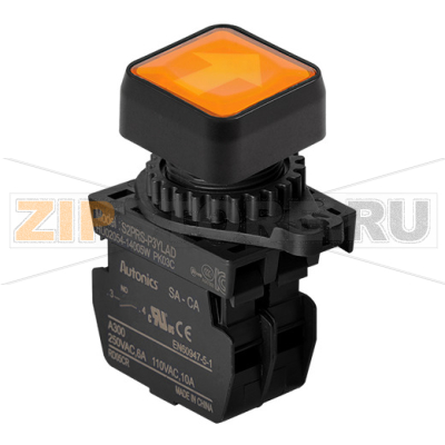 Выключатель кнопочный, Ø отверстия: 22/25 мм Autonics S2PRS-P3YLADM 