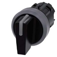 Рычажный переключатель с подсветкой, 22 мм, кругл., пластмасса с металлическим фронтальным кольцом, цвет: черный, рычаг короткий, 3 положения переключателя I>O-II, нажатием на кнопку против часовой стрелки, с фиксацией по часовой стрелке, угол переключени