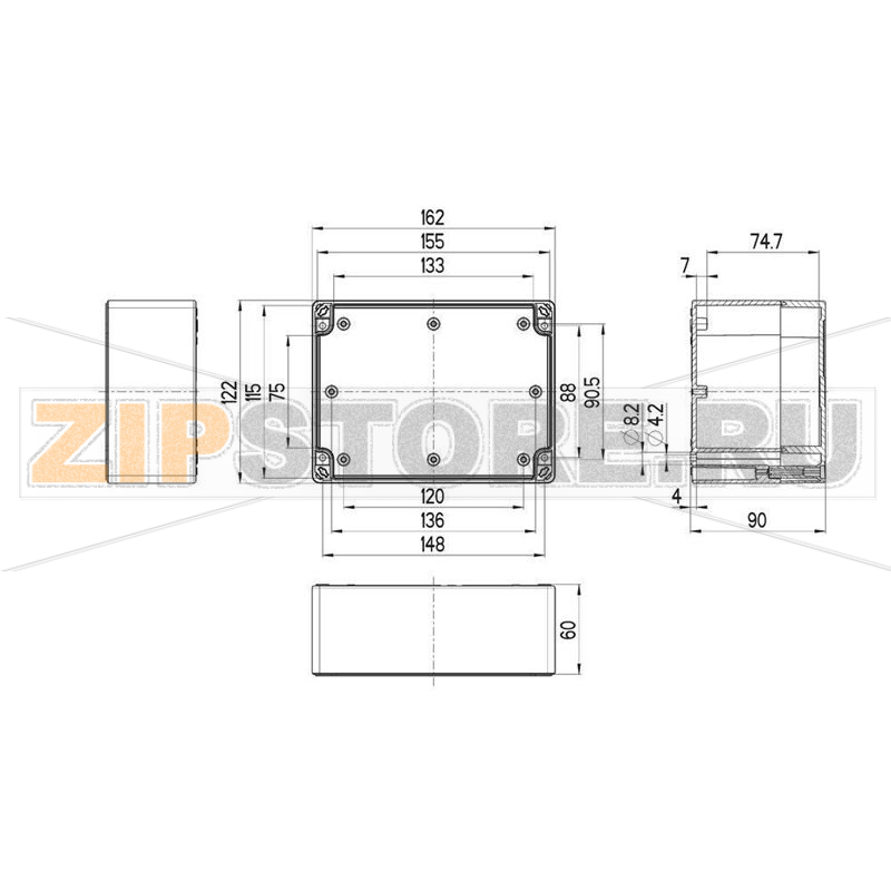 Корпус 162x122x90 мм, материал: поликарбонат, серый, 1 шт Spelsberg TG PC 1612-9-to 