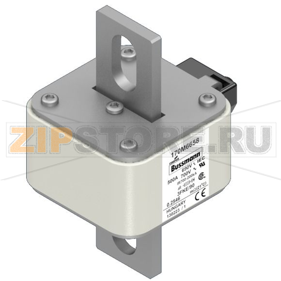 Предохранитель, 500 A, AC 690 В, 200 кА, size 3, 76x92x135 мм, aR, IEC UL Eaton FUSE 500A 690V 