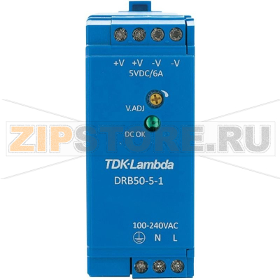 Блок питания на DIN-рейку 5 В, 2.5 А, 30 Вт TDK-Lambda DRB-50-5-1 