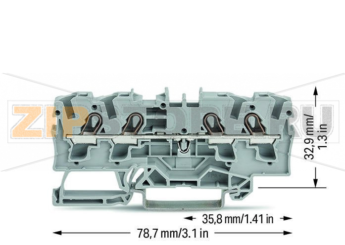 4-проводные проходные клеммы; 4 mm; подходят для исполнений Ex e II; боковая и центральная маркировка; для DIN-рейки 35 x 15 и 35 x 7,5; Push-in CAGE CLAMP®; 4,00 mm; серые Wago 2004-1401 