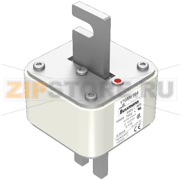 Предохранитель, 1000 A, AC 690 В, 200 кА, 3, 76x90x139 мм, aR, DIN, IEC Eaton FUSE 1000A 690V 3 