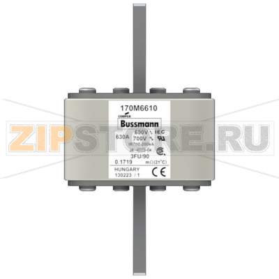 Предохранитель, 630 A, AC 690 В, 200 кА, size 3, 76x92x135 мм, aR, IEC UL Eaton FUSE 630A 690V 