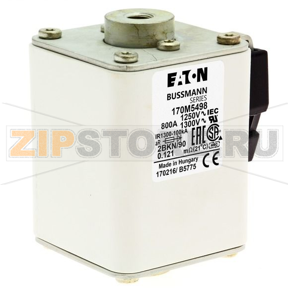 Предохранитель, 800 A, AC 1250 В, 100 кА, size 2, 61x77x91 мм, aR, IEC UL Eaton FUSE 800A 1250 