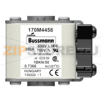 Предохранитель, 200 A, AC 690 В, 200 кА, size 1, aR, IEC UL Eaton FUSE 200A 690V 1BKN/50 AR UC