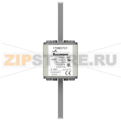 Предохранитель, 500 A, AC 690 В, 200 кА, size 1, 45x45x148 мм, aR, IEC UL Eaton FUSE 500A 690V 