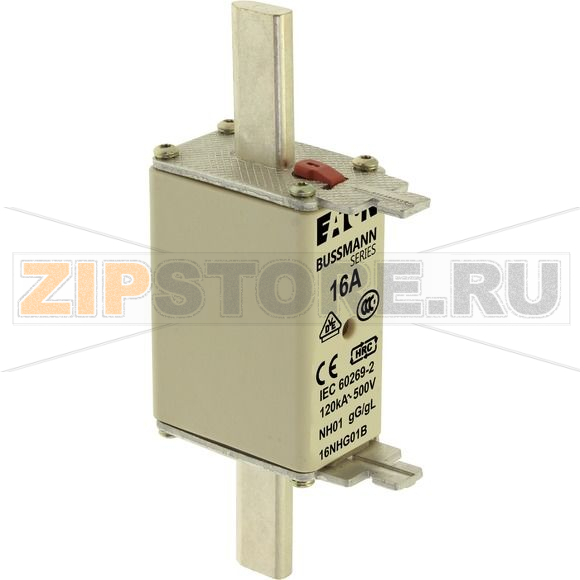 Предохранитель, 16 A, AC 500 В, 120 кА, NH01, gL/gG, IEC Eaton NH FUSE 16A 500V GG/GL SIZE 01 
