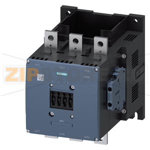 КОНТАКТОР 200КВТ/400V/AC-3, БЕЗ КАТУШКИ БЛОК-КОНТАКТЫ 2НО+2НЗ 3-Х ПОЛЮСНЫЙ, ТИПОРАЗМЕР S12 ШИННОЕ ПРИСОЕДИНЕНИЕ Siemens 3RT1075-6LA06 