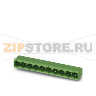 Ответная часть разъема Phoenix Contact GMSTBA 2,5/ 4-G-7,62 Номинальный ток: 12 А, Расчетное напряжение (III/2): 630 В, Полюсов: 4, Размер шага: 7,62 мм, Цвет: зеленый, Поверхность контакта: олово, Монтаж: пайка.Минимальный заказ: 50 шт.Упаковка: 50 шт.