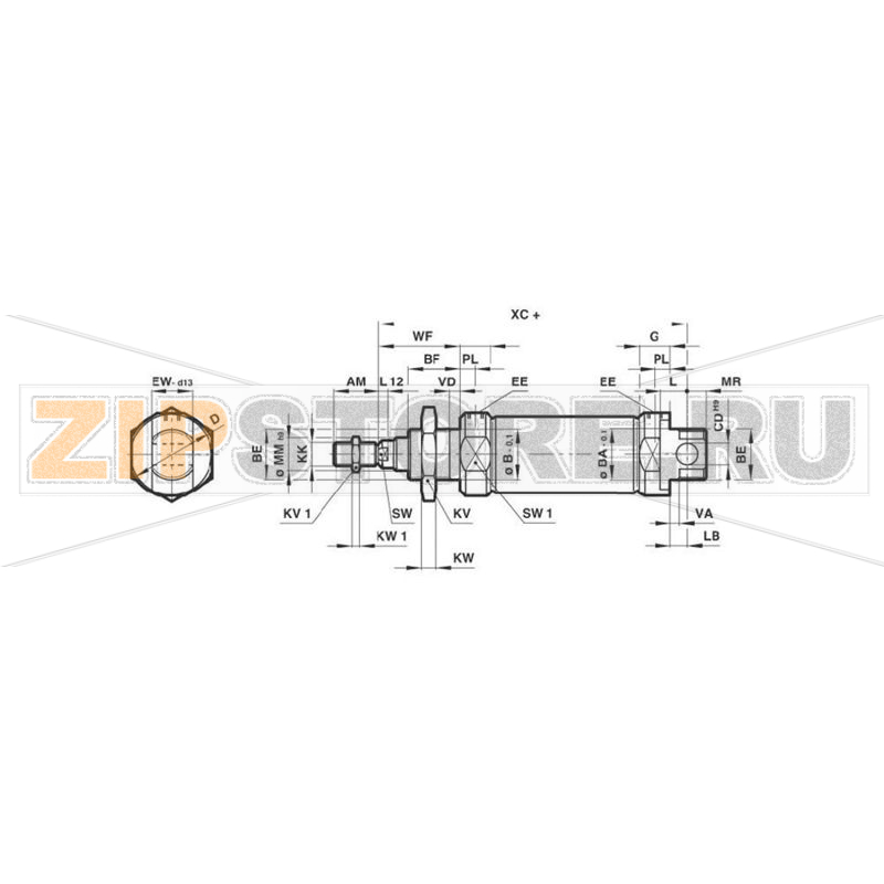 Цилиндр iSO, Ø: 20 мм, ход: 100 мм Norgren RM/8020/M/100 