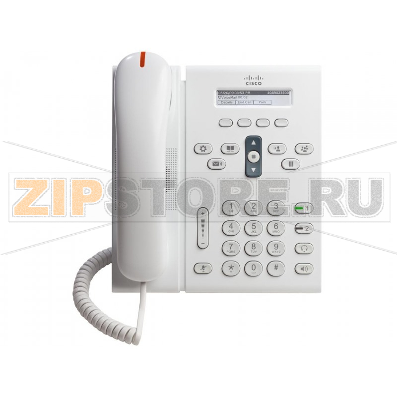 IP-телефон 48 В/DC, 2xFE (PoE), 2 линии, SIP/SCCP, 396x81 пкс, RJ-9 Cisco CP-6921-W-K9 