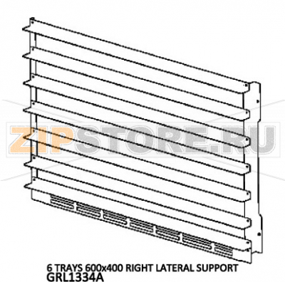 6 Trays 600x400 right lateral support Unox XL 415 6 Trays 600x400 right lateral support Unox XL 415Запчасть на деталировке под номером: 9Название запчасти на английском языке: 6 Trays 600x400 right lateral support Unox XL 415