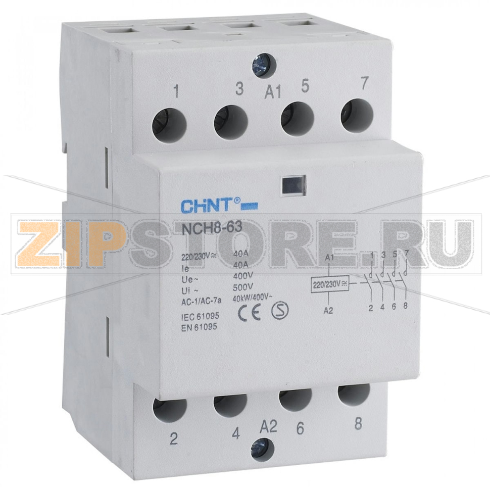 Контактор модульный 20 А, 24 В, 2НО+2НЗ, 50 Гц Chint NCH8-20/22 