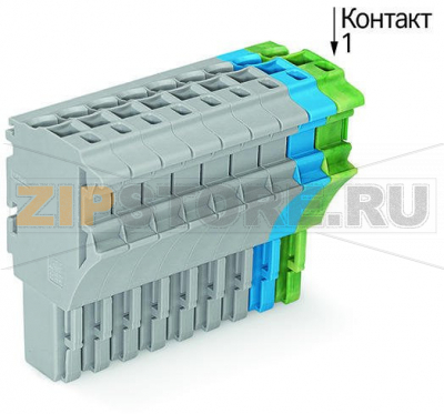 1-проводниковая розетка; 2,5 мм; 10-пол.; 2,50 mm; серые, синие, желто-зеленые Wago 2022-110/000-038 