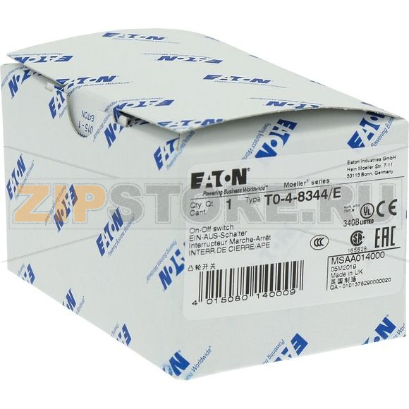 Переключатель вкл/выкл, T0, 20 A, 4 модуль, 8-полюсн Eaton T0-4-8344/E 