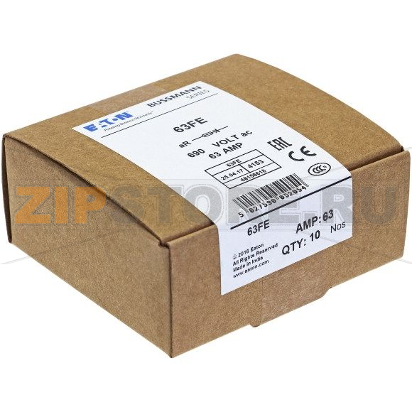 Предохранитель, 63 A, AC 690 В, DC 500 В, 200 кА, BS88, 19x77 мм, aR, BS Eaton 63A 690V AC TYPE T 