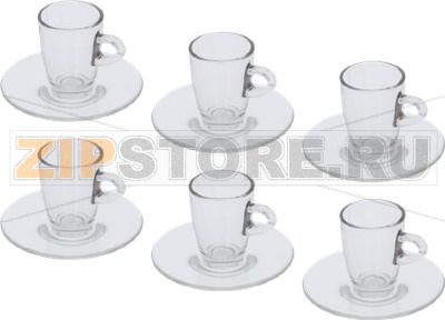 SET OF 6 GLASS COFFEE CUPS 