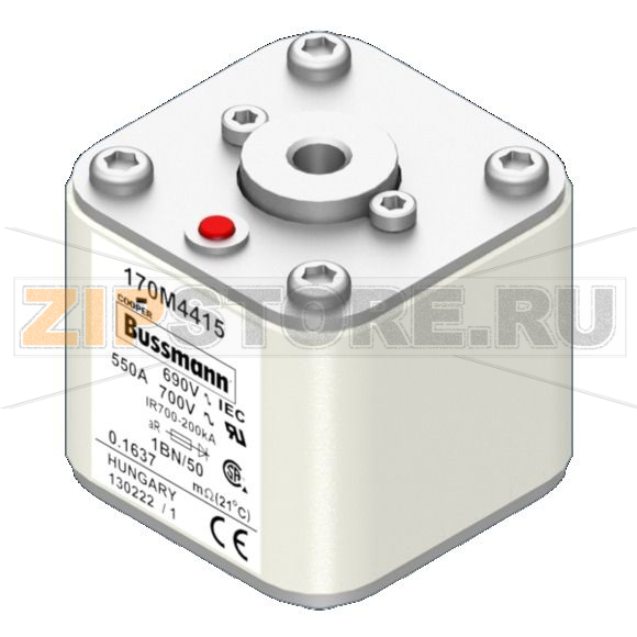 Предохранитель, 800 A, AC 690 В, size 1, 53x69x51 мм, aR, IEC UL, M8 Eaton FUSE 800A 690V 1BN/50 AR UC 