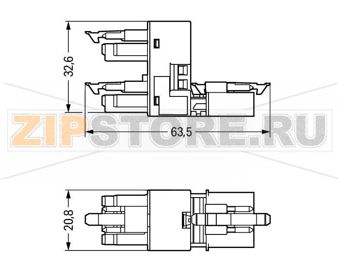 h-distribution connector; 4-pole; Cod. A; 1 input; 2 outputs; outputs on one side; 3 locking levers; for flying leads; black Wago 890-945 Protected against mismating and maintenance-freeLow profile with 4.4 mm pole spacing...