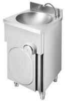 KNEE-MOUNTED HAND BASIN ON CABINET WITH