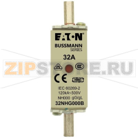 Предохранитель, 32 A, AC 500 В, 120 кА, NH000, gL/gG, IEC Eaton NH FUSE 32AMP 500V SIZE 000 GG MGL