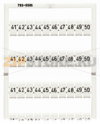 Маркировочная карта WMB; в картах; МАРКИРОВАНО; 41 ... 50&amp;10X; растягиваемые 5 - 5,2 мм; Горизонтальная маркировка; с креплением на защелке; белые Wago 793-5506 