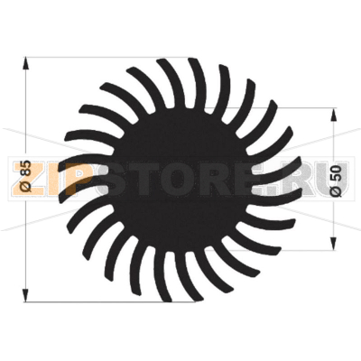 Радиатор для светодиодов, алюминиевый, 2.3 К/Вт, 85x10 мм Fischer Elektronik SK 572 10 SA 