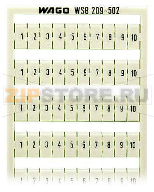 Маркировочная карта WSB; в картах; МАРКИРОВАНО; 1 ... 10&amp;10X; not stretchable; Горизонтальная маркировка; с креплением на защелке; белые Wago 209-502 