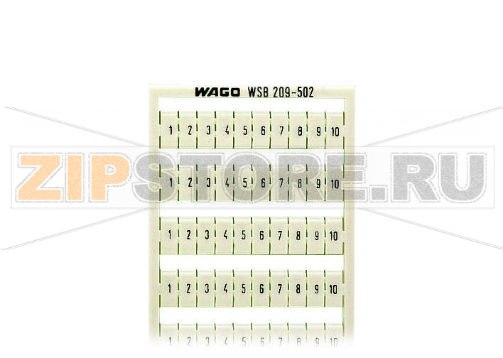 Маркировочная карта WSB; в картах; МАРКИРОВАНО; 1 ... 10&10X; not stretchable; Горизонтальная маркировка; с креплением на защелке; белые Wago 209-502 