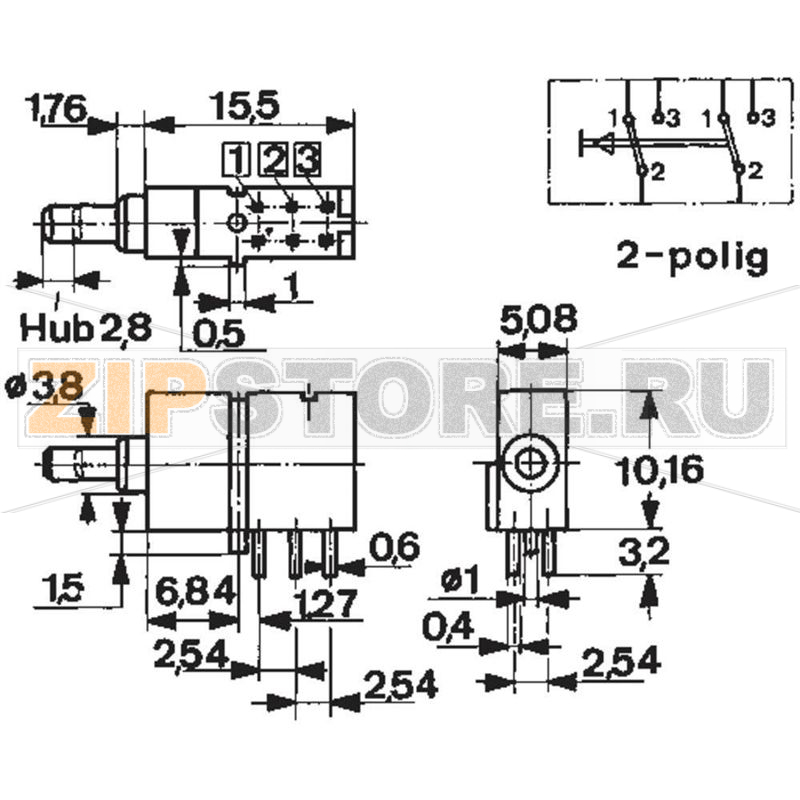 Кнопка 0.5 А, 60 В DC/AC, 1 x вкл/вкл, без фиксации, 1 шт Mentor 1840.6131 