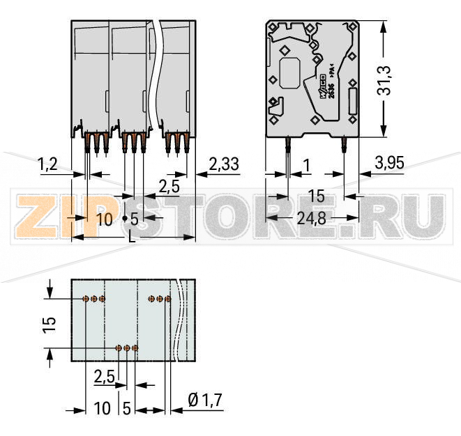 Клемма на печатную плату; 16 мм; Шаг контактов 10 мм; 4-пол.; Push-in CAGE CLAMP®; 16,00 mm; серые Wago 2636-3104/020-000 Клеммные?колодки?с?зажимами?Push-in CAGE CLAMP®,?приводимыми?в?действие?при?помощи?нажимных?кнопокЗажим одножильных проводников и тонкожильных проводников с наконечниками путем вставкиНажимные кнопки, открывающие зажим с минимальными усилиями, для простого подключения / извлечения тонкопроволочных проводниковУдобный монтаж без использования инструментовИсполнения с тестовыми разъемами и разделителями и без нихДоступны исполнения с индивидуальным внутренним объединением (заводская сборка), например, объединение с заземляющим проводом...