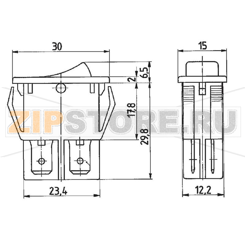 Переключатель клавишный 250 В/AC, 16 А, 2 x выкл/вкл, 1 шт Marquardt 1552.3102 