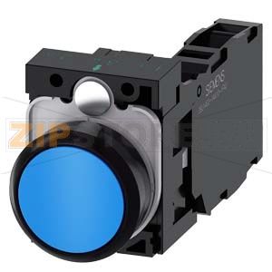 КНОПКА, 22MM, КРУГЛАЯ, ПЛАСТИК, СИНЯЯ, ПЛОСКАЯ КНОПКА, КОНТАКТЫ МГНОВЕННОГО ДЕЙСТВИЯ, С ДЕРЖАТЕЛЕМ 1NO+1NC, ВИНТОВЫЕ КЛЕММЫ, С ГРАВИРОВКОЙ ЛАЗЕРОМ, LOWER CASE Siemens 3SU1100-0AB50-1FA0-Z&amp;nbsp;Y12 