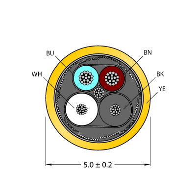 Кабель в катушке Turck CABLE5X0.34-XX-PVC-YE-100M/TEY 