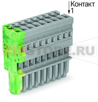 1-проводниковая розетка; 4 mm; 11-пол.; 4,00 mm; желто-зеленые,серые Wago 769-111/000-037 