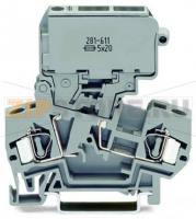 2-conductor fuse terminal block; with pivoting fuse holder; without blown fuse indication; for DIN-rail 35 x 15 and 35 x 7.5; 4 mm; CAGE CLAMP®; 4,00 mm; gray Wago 281-612