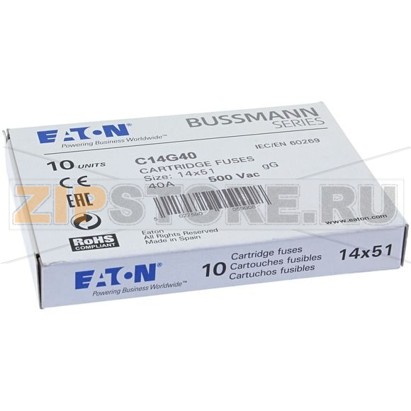 Предохранитель, 4 A, AC 690 В, 80 кА, 14x51 мм, gL/gG, IEC Eaton CYLINDRICAL FUSE 14x51 4A GG 6 