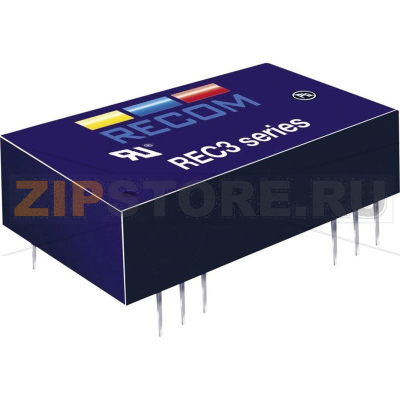 Преобразователь DC/DC, печатный монтаж, 24 В/DC, 5 В/DC, 600 mA, 3 Вт Recom REC3-2405SR/H1 