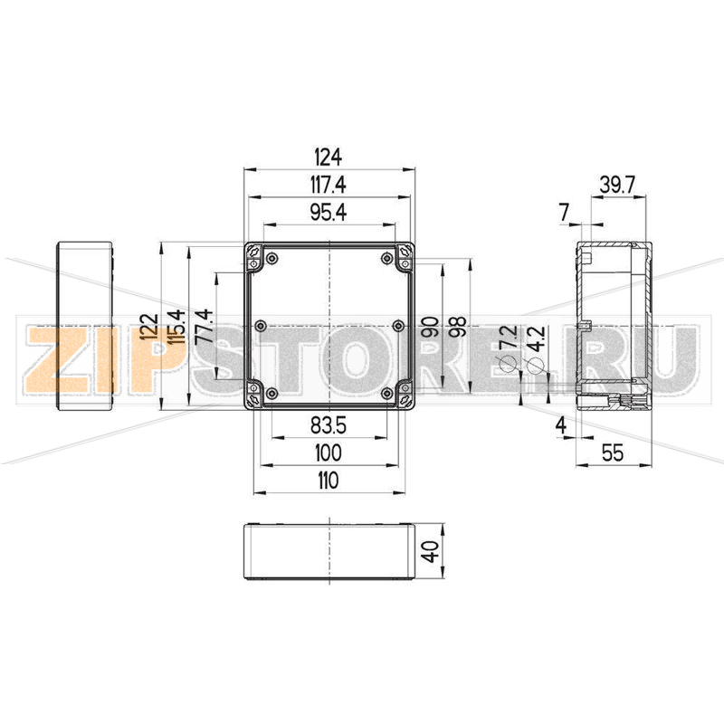 Корпус 124x122x55 мм, материал: поликарбонат, серый, 1 шт Spelsberg TG PC 1212-6-to 