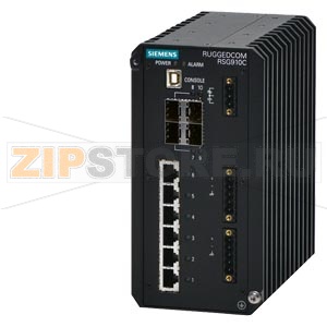 RUGGEDCOM RSG910C is a 10 port industrially hardened, fully managed Ethernet switch featuring integrated IEEE 1588 support for use in harsh industrial environments. The product has 4x 1Gbit/s SFP slots and 6x 10/100/1000Mbit/s RJ 45 Ethernet ports. -40&amp;#1 