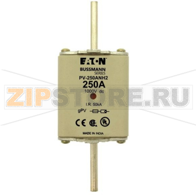 Предохранитель, 250 A, DC 1000 В, 50 кА, NH2, gPV, UL PV, UL, IEC Eaton FUSE 250A 1000V DC PV SIZE 