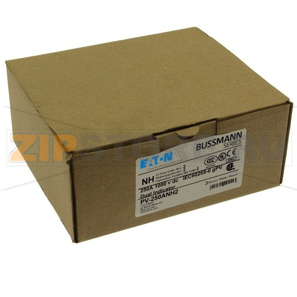 Предохранитель, 250 A, DC 1000 В, 50 кА, NH2, gPV, UL PV, UL, IEC Eaton FUSE 250A 1000V DC PV SIZE 