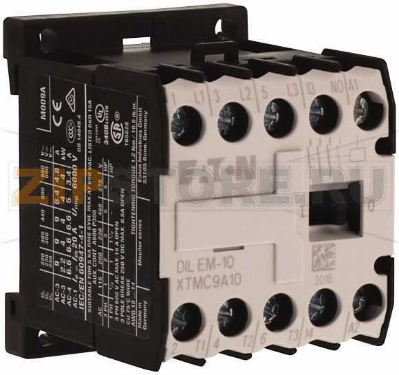 Миниконтактор 9А, 230В (АC), 1НO доп. контакт, категория AC-3, АС4 Eaton DILEM-10(230V50HZ, 240V60HZ) 