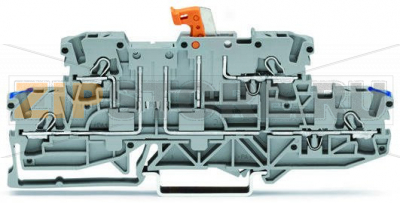 Double-deck disconnect terminal block; with pivoting knife disconnect; same profile as double-deck, double-disconnect terminal block; N/L; for DIN-rail 35 x 15 and 35 x 7.5; 2.5 mm; Push-in CAGE CLAMP®; 2,50 mm; gray Wago 2002-2972 