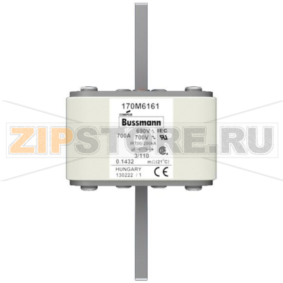 Предохранитель, 700 A, AC 690 В, 200 кА, 3, 76x90x139 мм, aR, DIN, IEC Eaton FUSE 700A 690V 3/1 